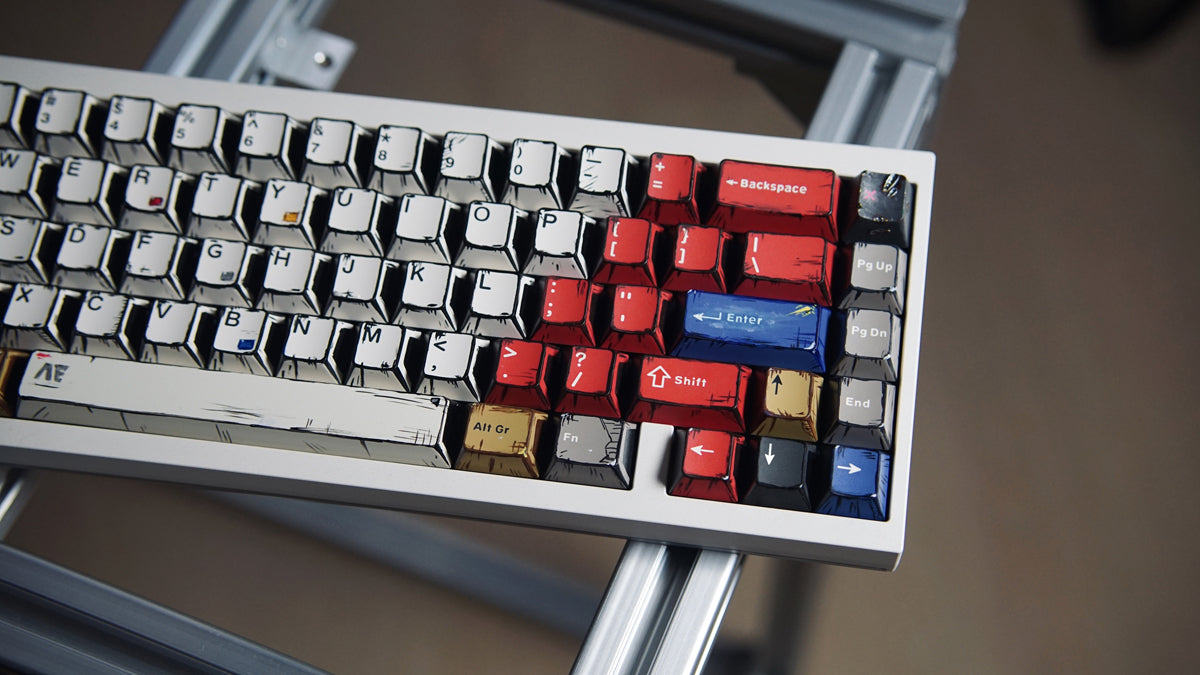 Comic style mixed light keycaps PBT thermal sublimation complete set of original factory highly compatible mechanical keyboard keycaps
