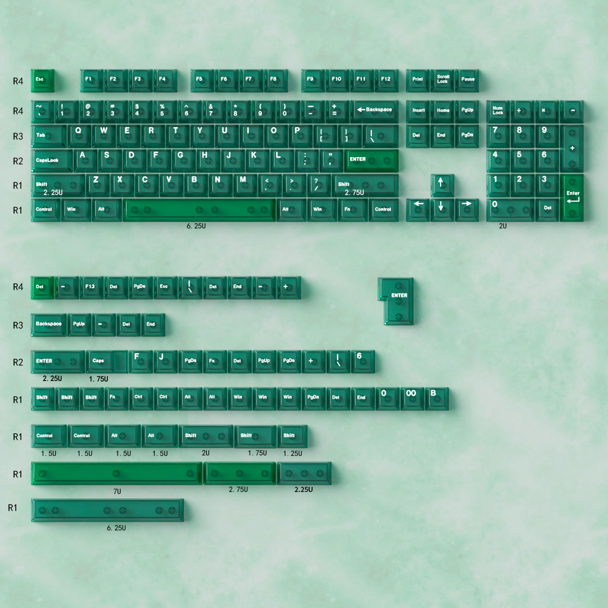 Key mechanical keyboard keycap PC material UV transfer printing original factory high color transparent set keycap