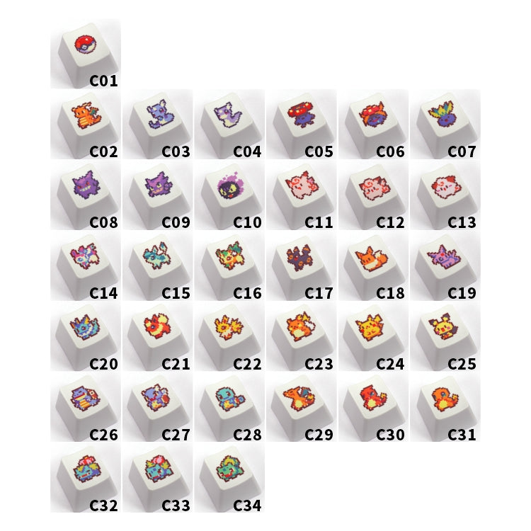 Pokemon thermal sublimation printing pixel keycaps