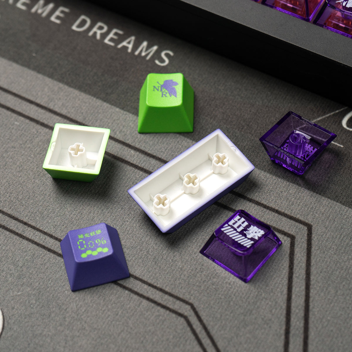 EVA mecha themed mechanical keyboard keycaps complete set PBT sublimation/PC transparent transfer printing factory height
