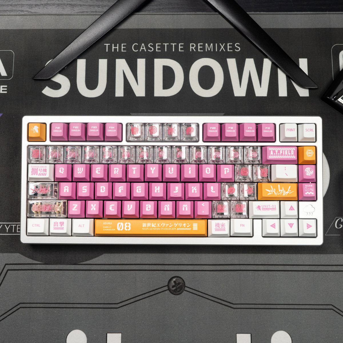 EVA mecha themed mechanical keyboard keycaps complete set PBT sublimation/PC transparent transfer printing factory height