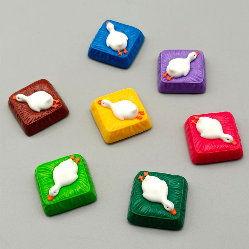 Lying flat duck mechanical keyboard short switch resin handmade personalized cute creative keycaps