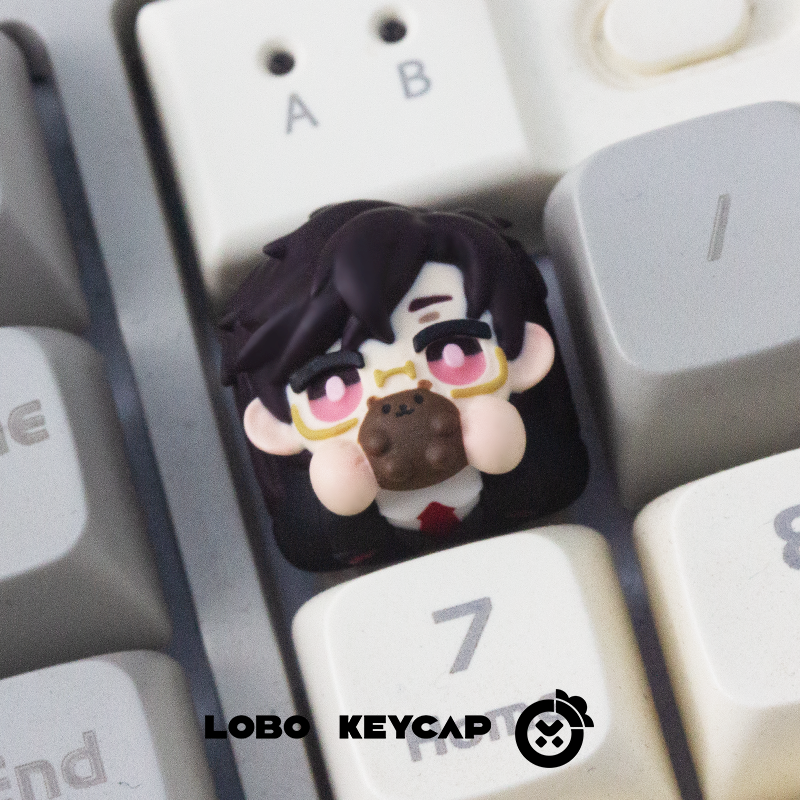 Light and Night, Multi colored resin molded personalized keycaps, resin decorated keycaps.