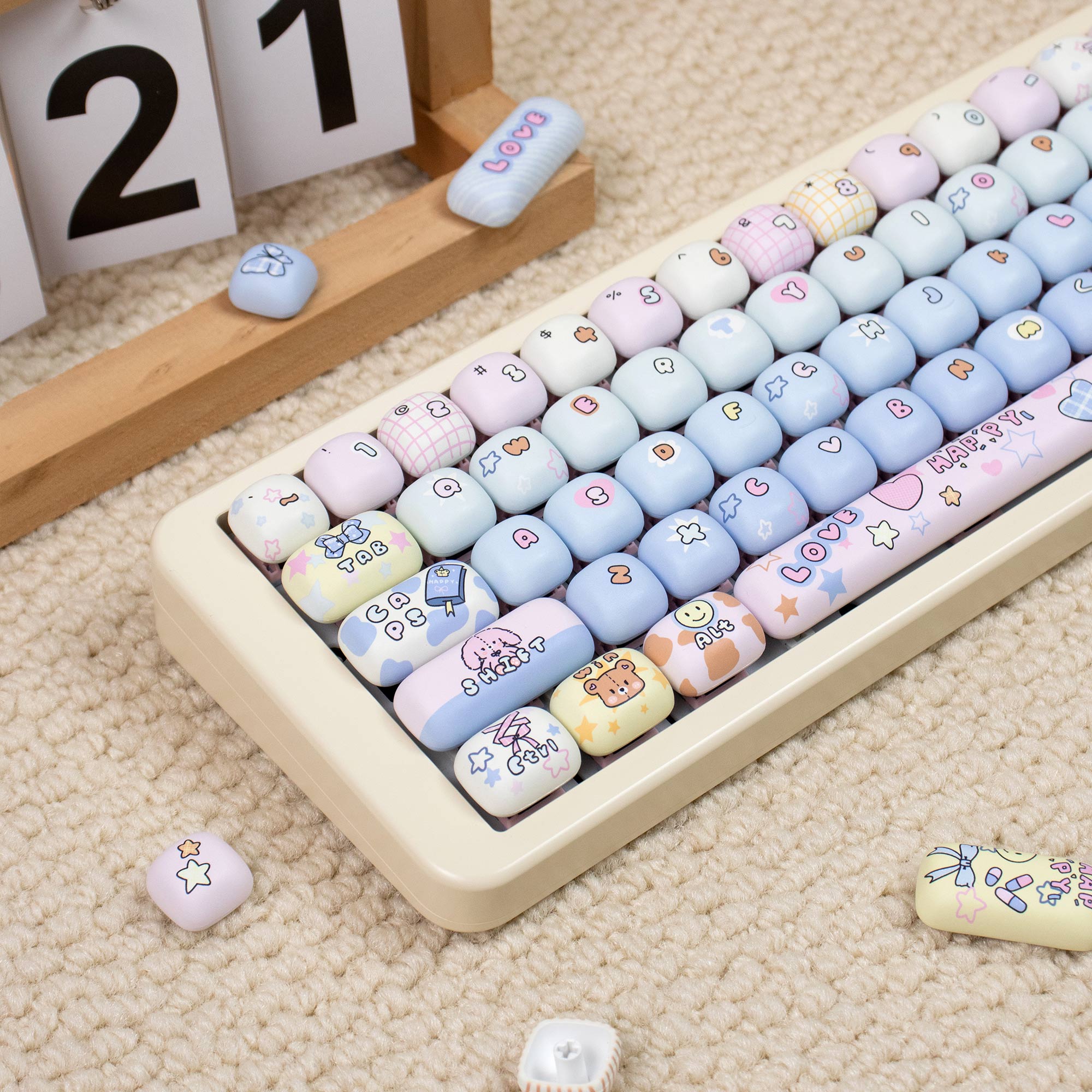 Toy house mechanical keyboard keycaps MOG cute round PBT heat sublimation keycaps