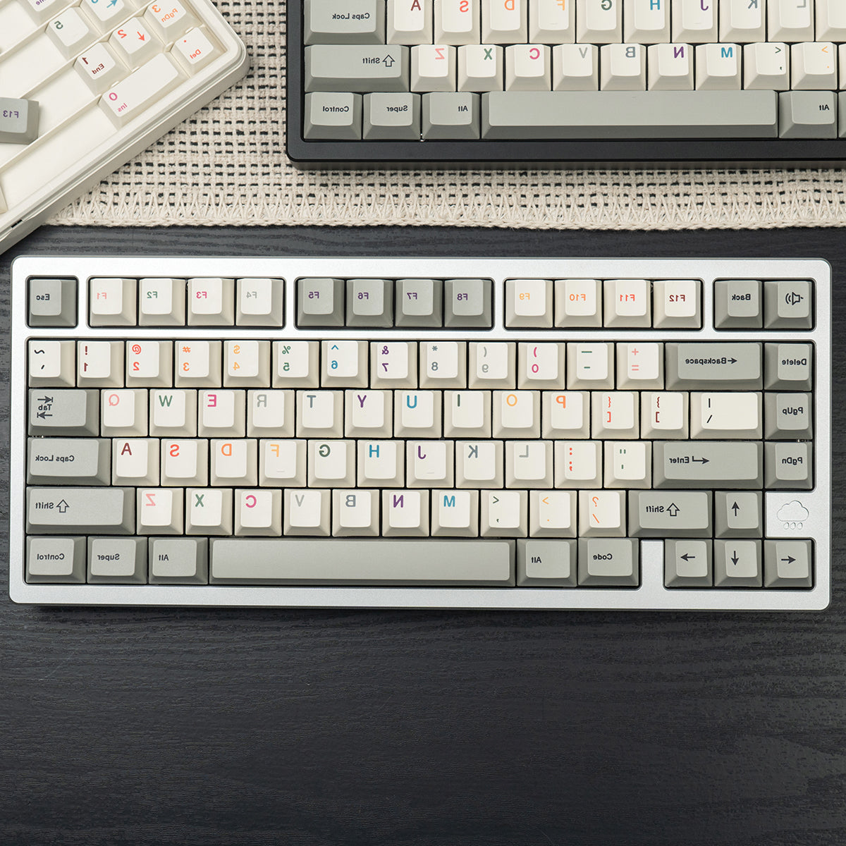 Vintage Grey Mirror Keycaps Complete Set PBT Heat Sublimation Customization Original Factory Height