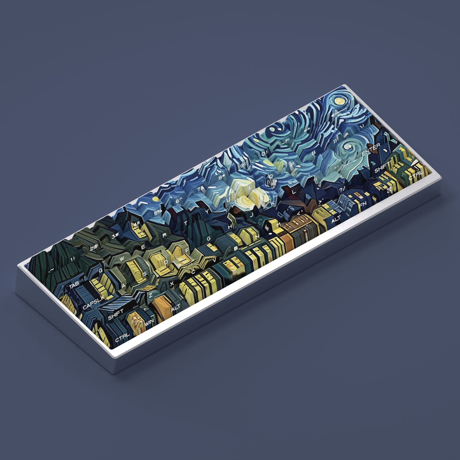 Van Gogh Starry Sky Keycap Side Carving Transparent Original Factory Height Adaptation Theme Heat Sublimation Original Factory Height PBT Material Set Keycap
