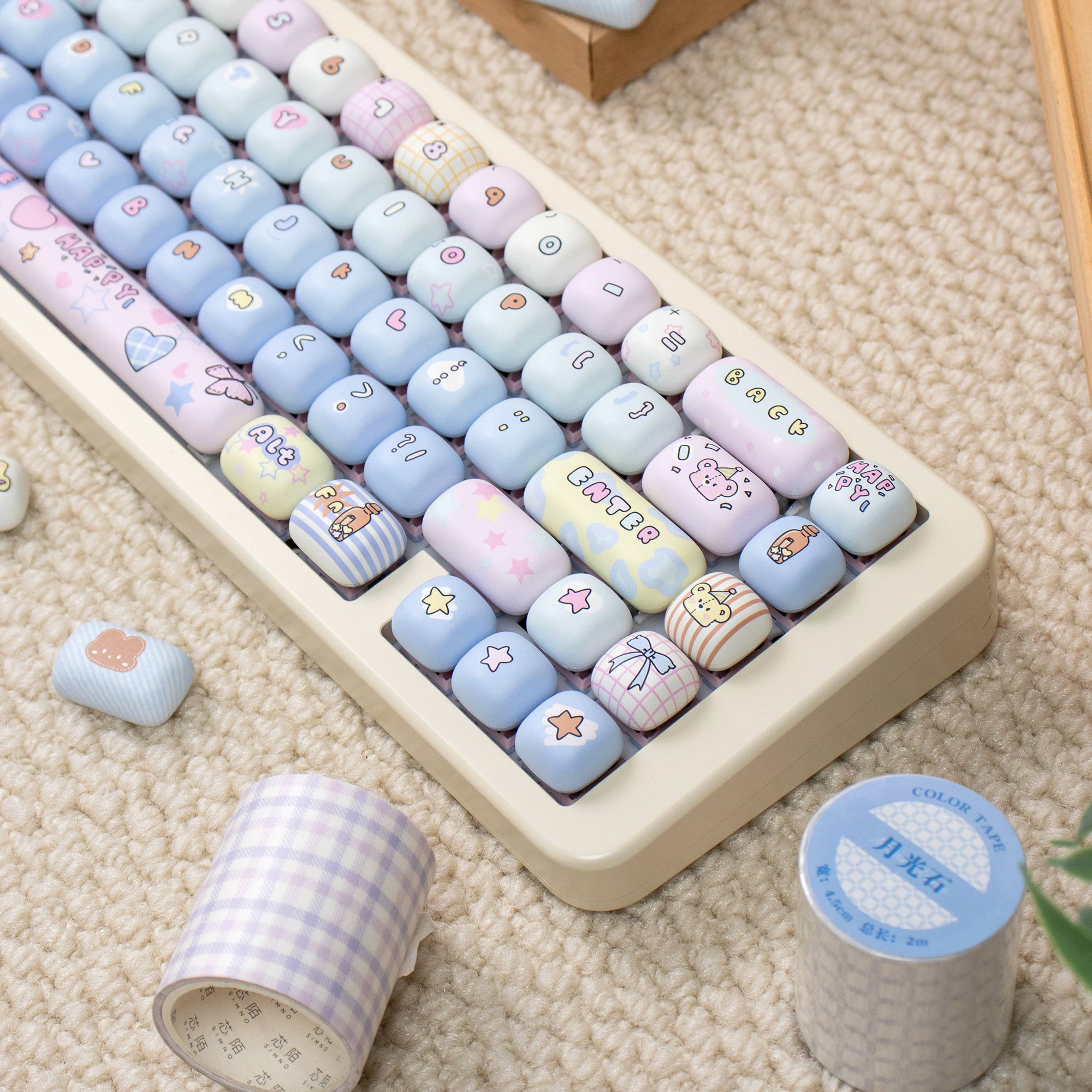 Toy house mechanical keyboard keycaps MOG cute round PBT heat sublimation keycaps
