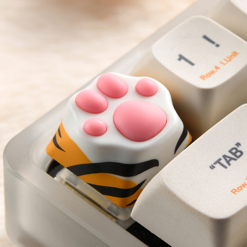 Resin cute cat paws, silicone meat pad personalized keycaps, mechanical keyboard decorative keycaps