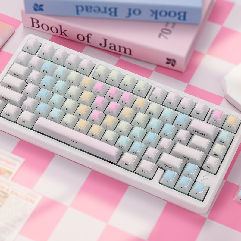 Rainbow gummy mechanical keyboard, keycap, nail art, PC material, side engraved fog, transparent silicone collagen factory height