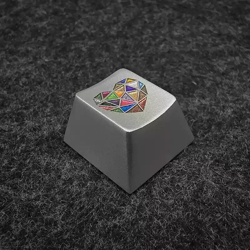 Colorful heart aluminum alloy keycaps anodized original factory height R4 suitable for ESC personalized keycaps