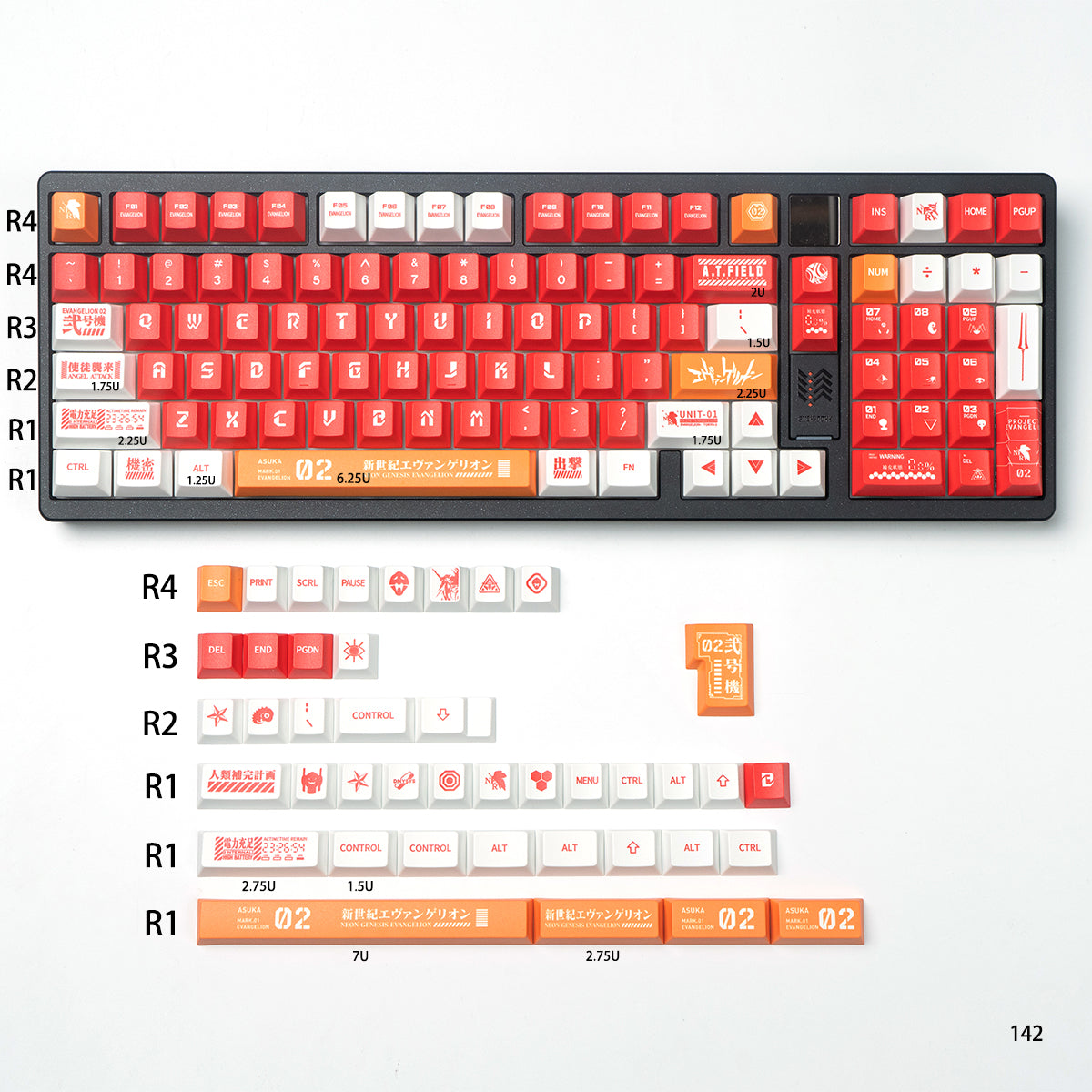 EVA mecha themed mechanical keyboard keycaps complete set PBT sublimation/PC transparent transfer printing factory height