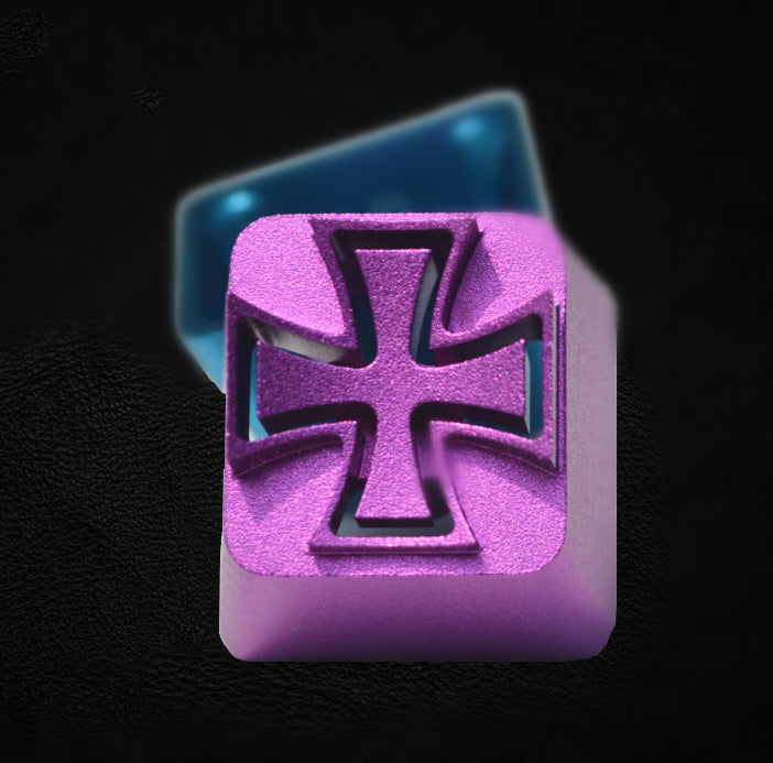 Crusader emblem, metal translucent personalized keycaps, mechanical keyboard metal decorative keycaps