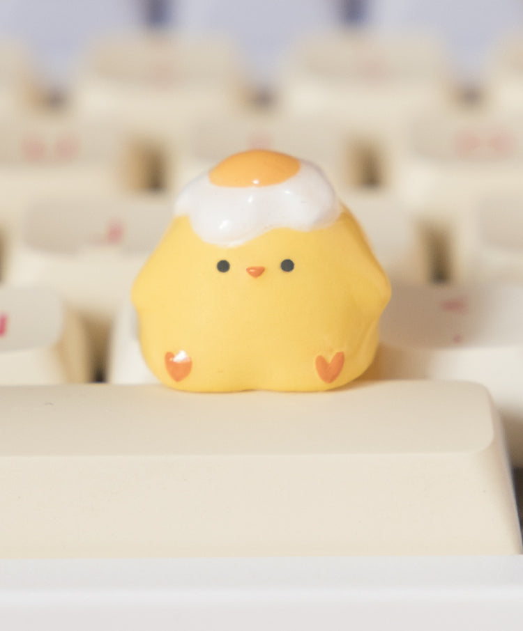 Chick personality resin keycaps, poached egg artisankeycaps, mechanical keyboard decorative keycaps