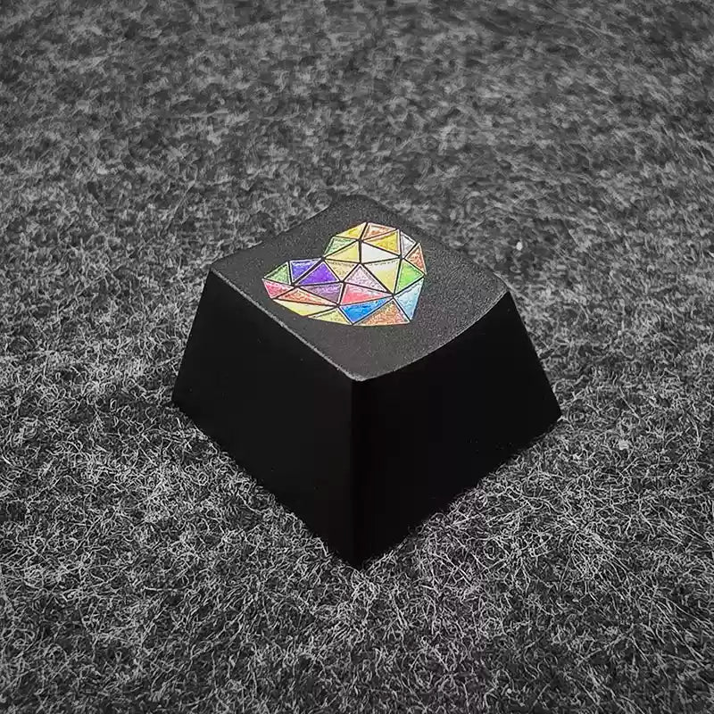 Colorful heart aluminum alloy keycaps anodized original factory height R4 suitable for ESC personalized keycaps