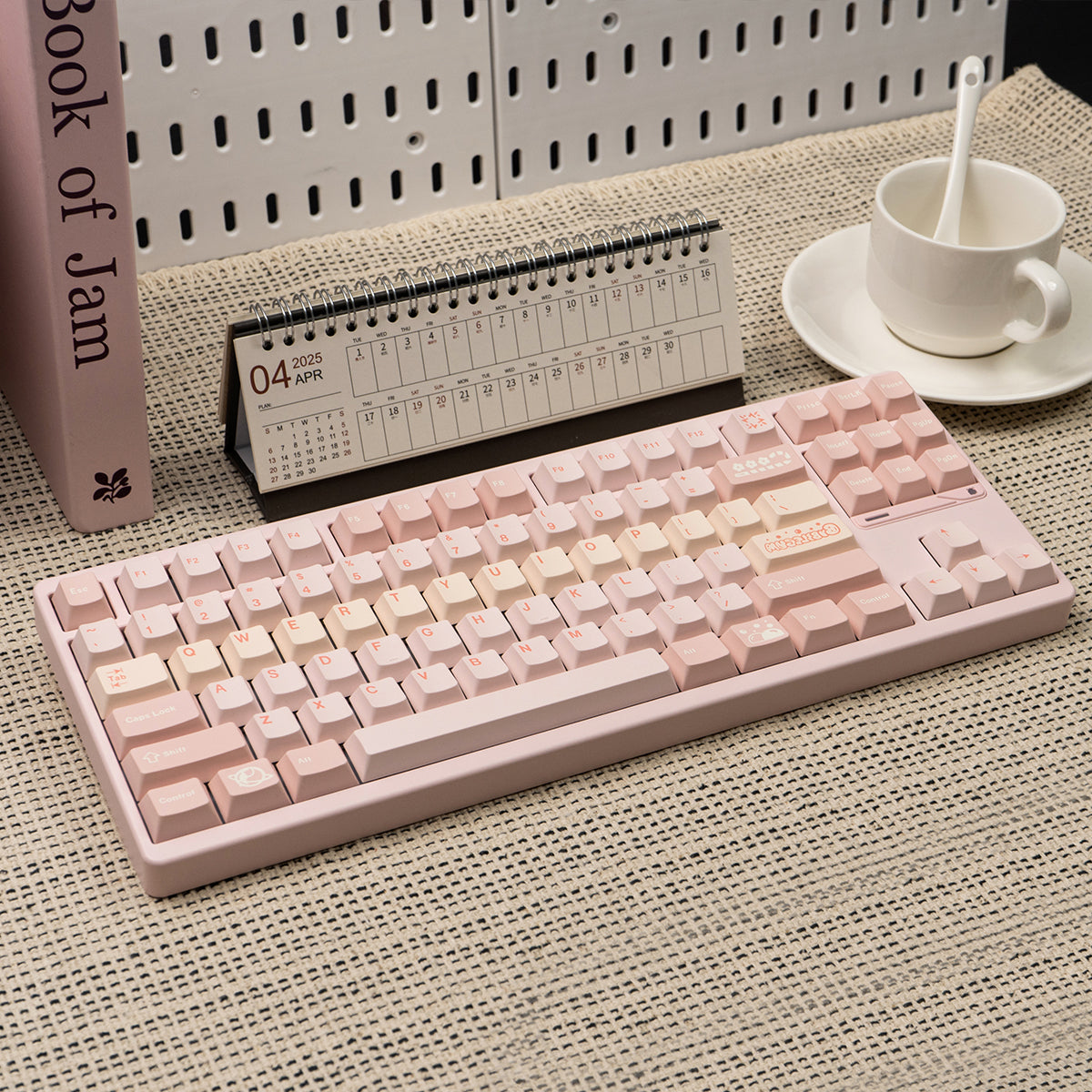 Minimalist light pink mechanical keyboard keycap PBT heat sublimation customized factory height