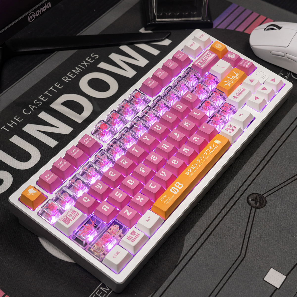 EVA mecha themed mechanical keyboard keycaps complete set PBT sublimation/PC transparent transfer printing factory height