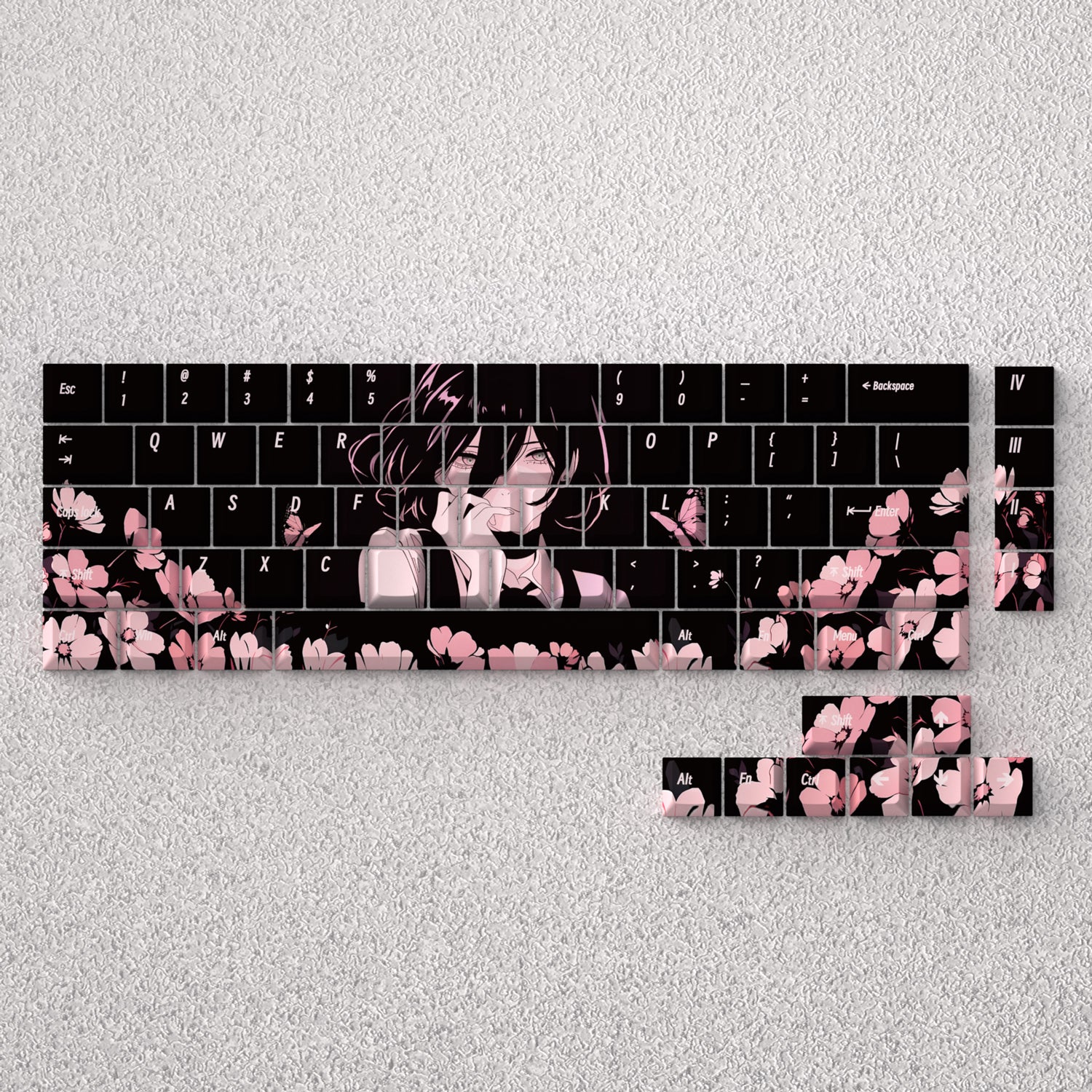 Reze key cap anime theme factory height engraving opaque adaptation 60 65 68