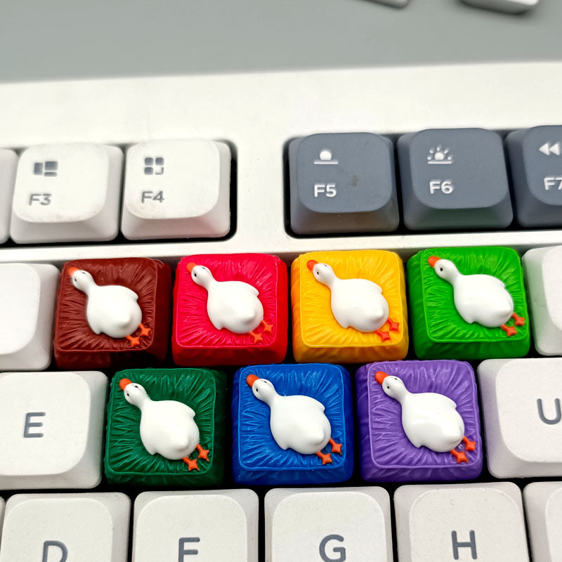 Lying flat duck mechanical keyboard short switch resin handmade personalized cute creative keycaps