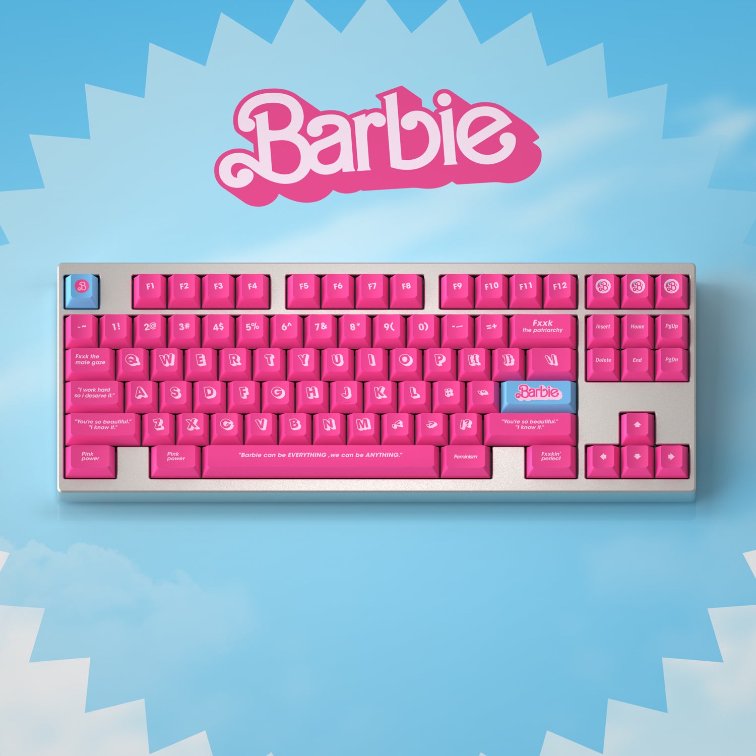 Barbie color matching set keycaps factory height side engraved transparent keycaps PBT side transparent personalized keycaps