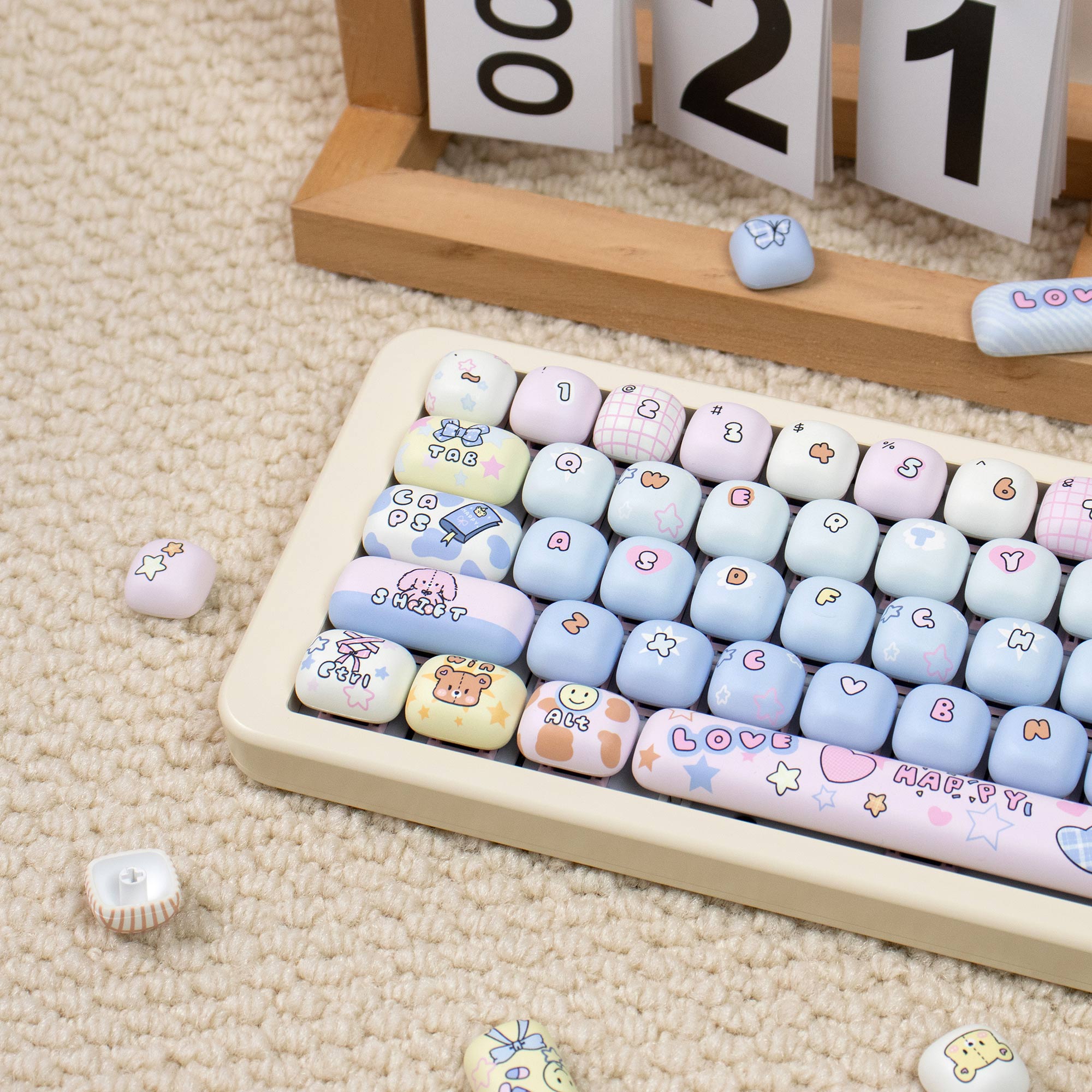 Toy house mechanical keyboard keycaps MOG cute round PBT heat sublimation keycaps