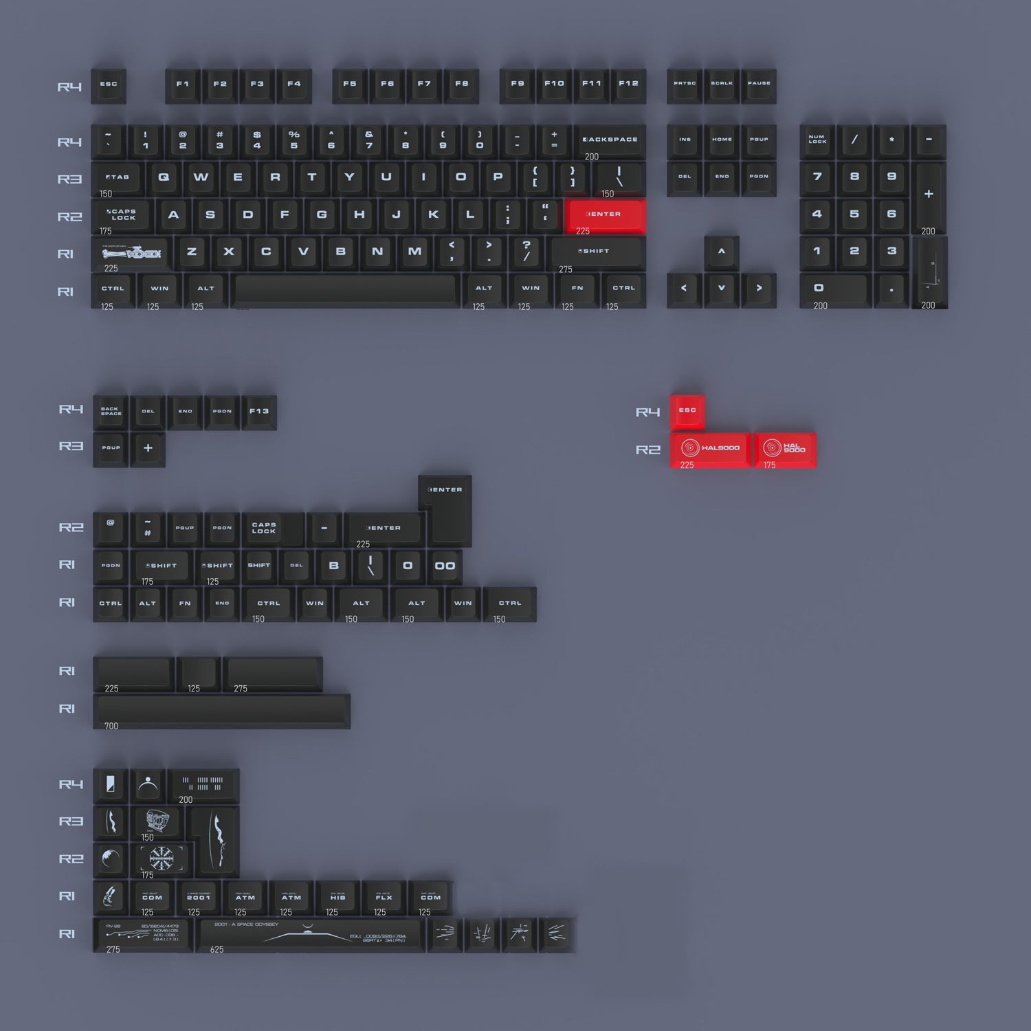 Space Roaming Theme Keycaps Black Original Factory Height PBT Customized Keycaps