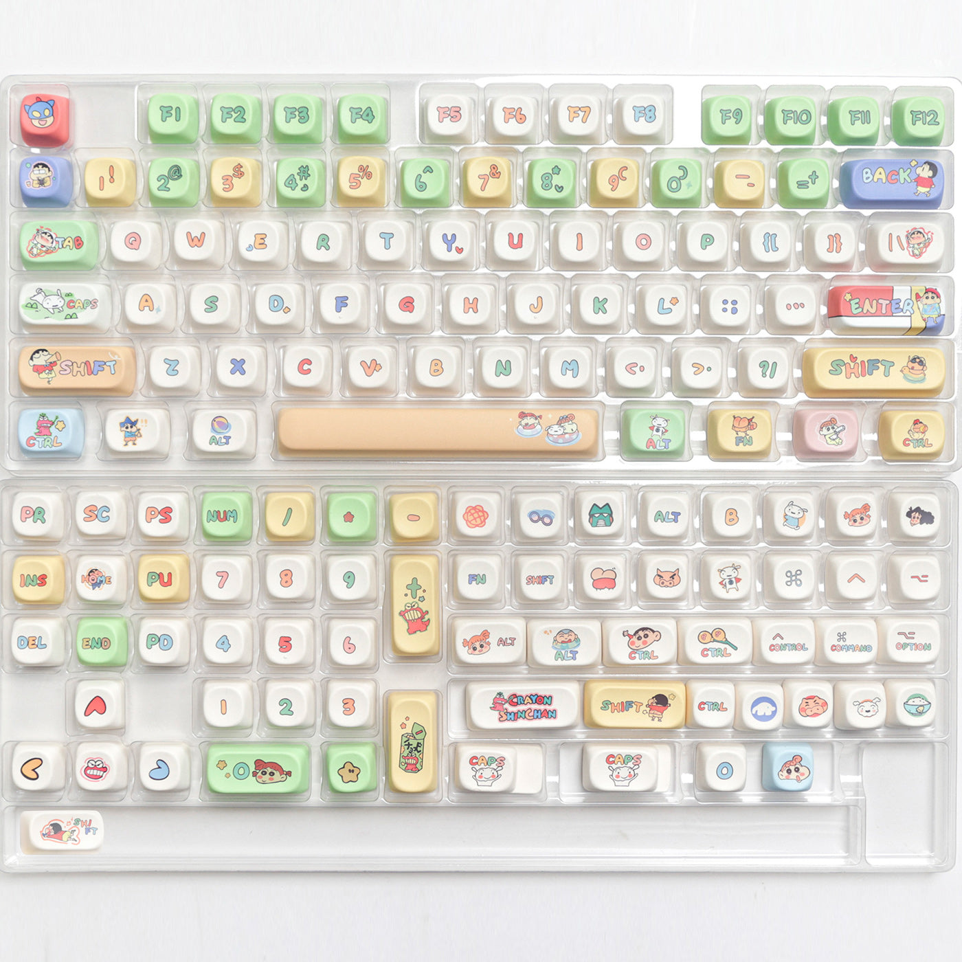 Crayon Shin chan keycaps MOG, MOA round height white cute MAC sublimation keycaps