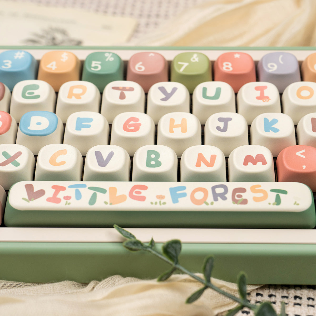MOA Little Forest Magnetic Axis Mechanical Keyboard Keycaps Cute Cartoon PBT Heat Sublimation Keycaps