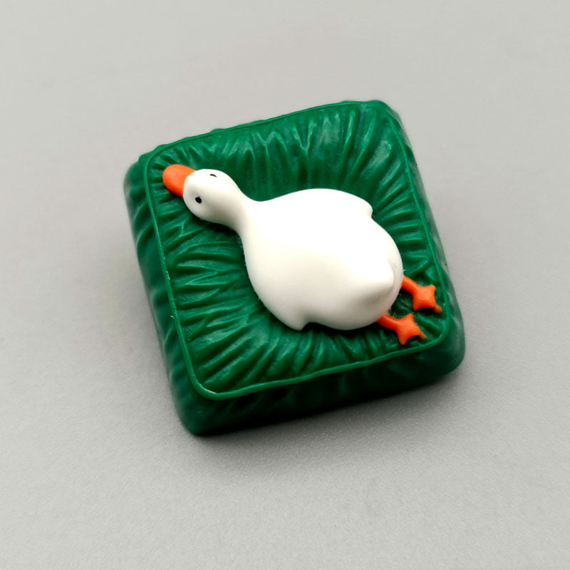 Lying flat duck mechanical keyboard short switch resin handmade personalized cute creative keycaps