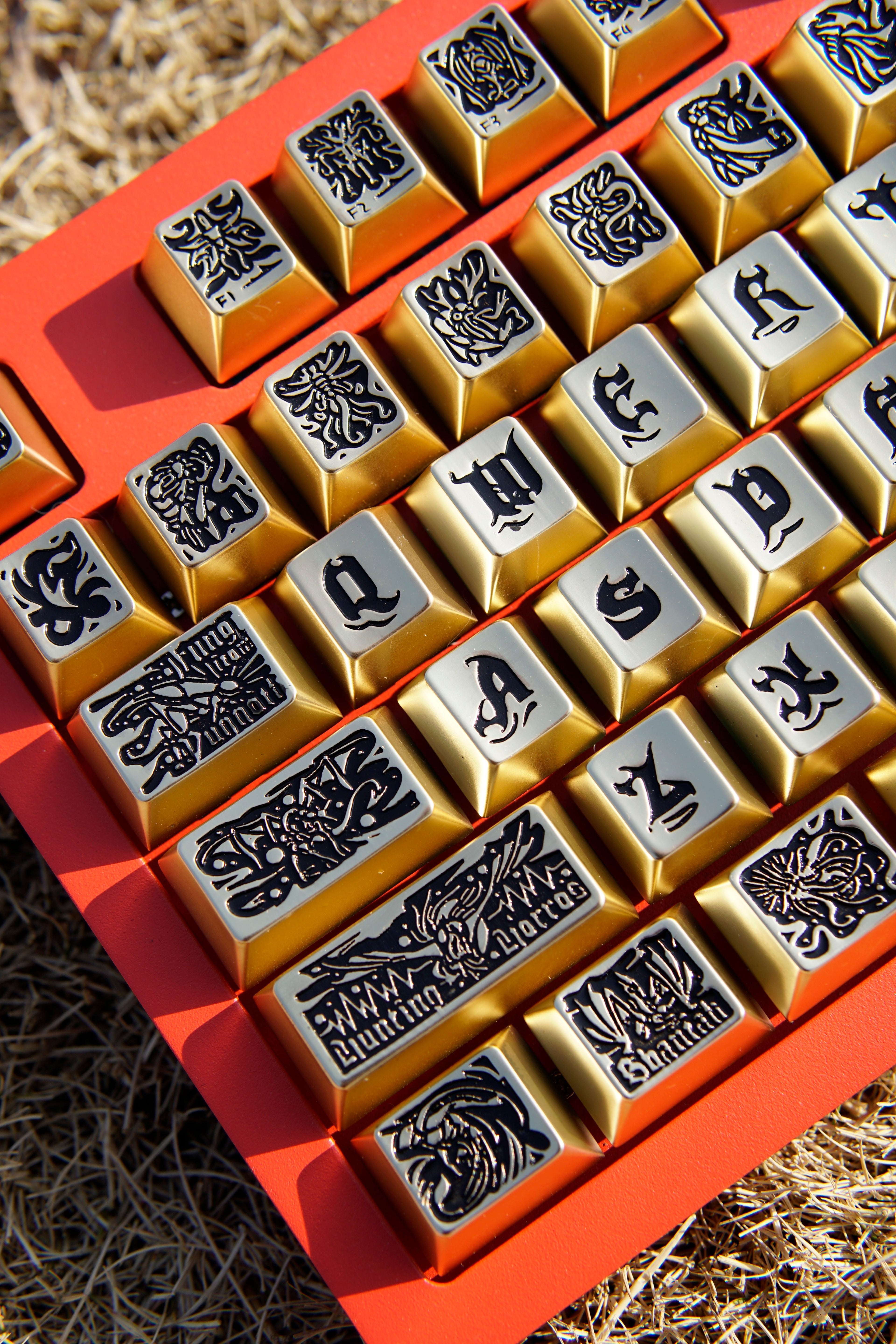 Ancient God theme, metal keycap set, peripheral personalized keycap set(Gold version)