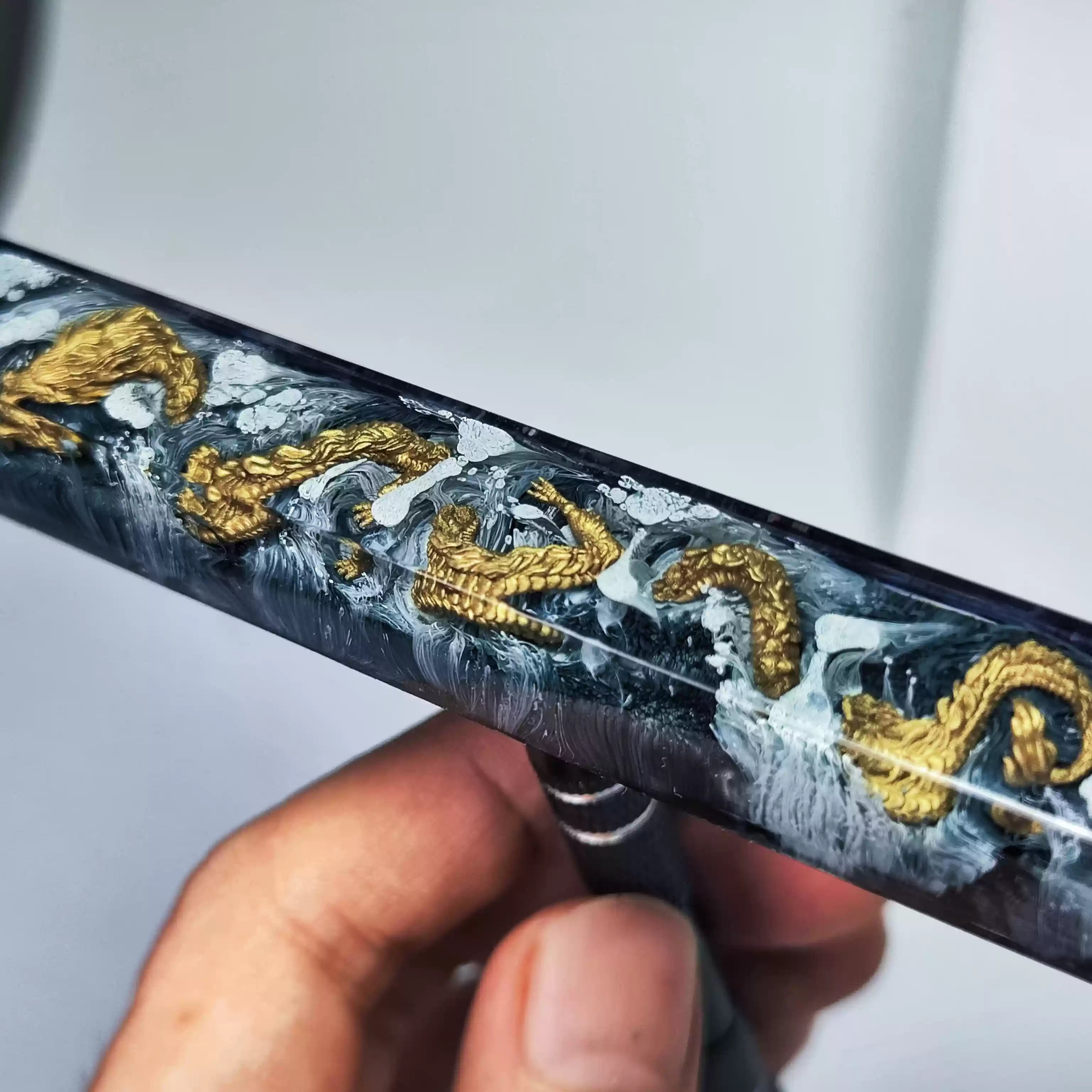 Mechanical keyboard personalized resin black gold dragon dropper resin craftsman keycap