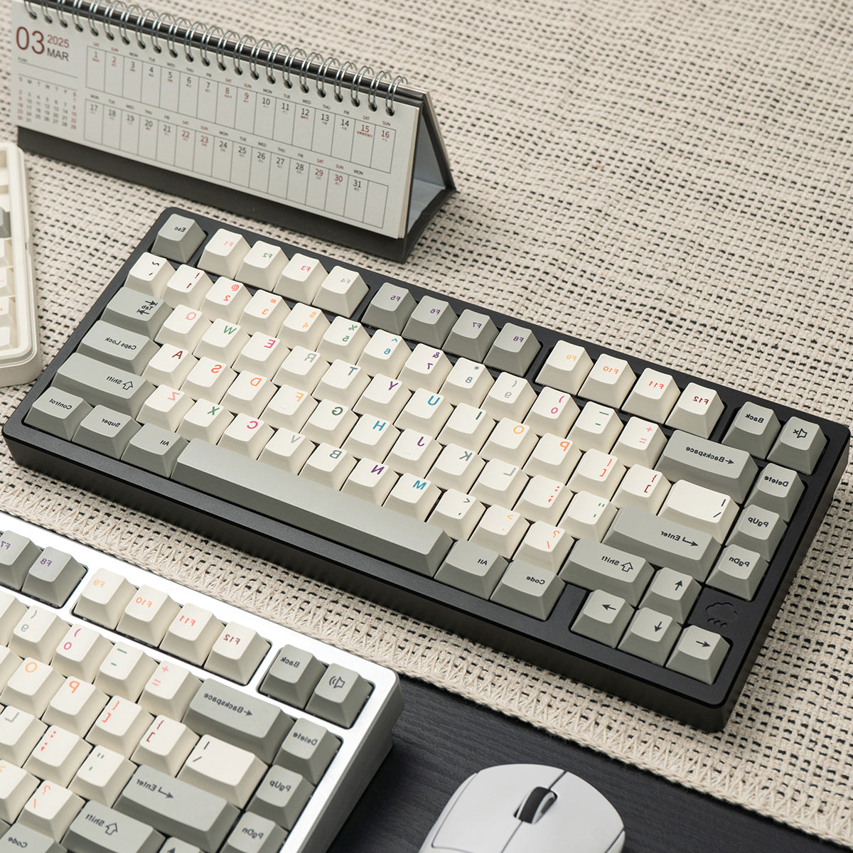 Vintage Grey Mirror Keycaps Complete Set PBT Heat Sublimation Customization Original Factory Height