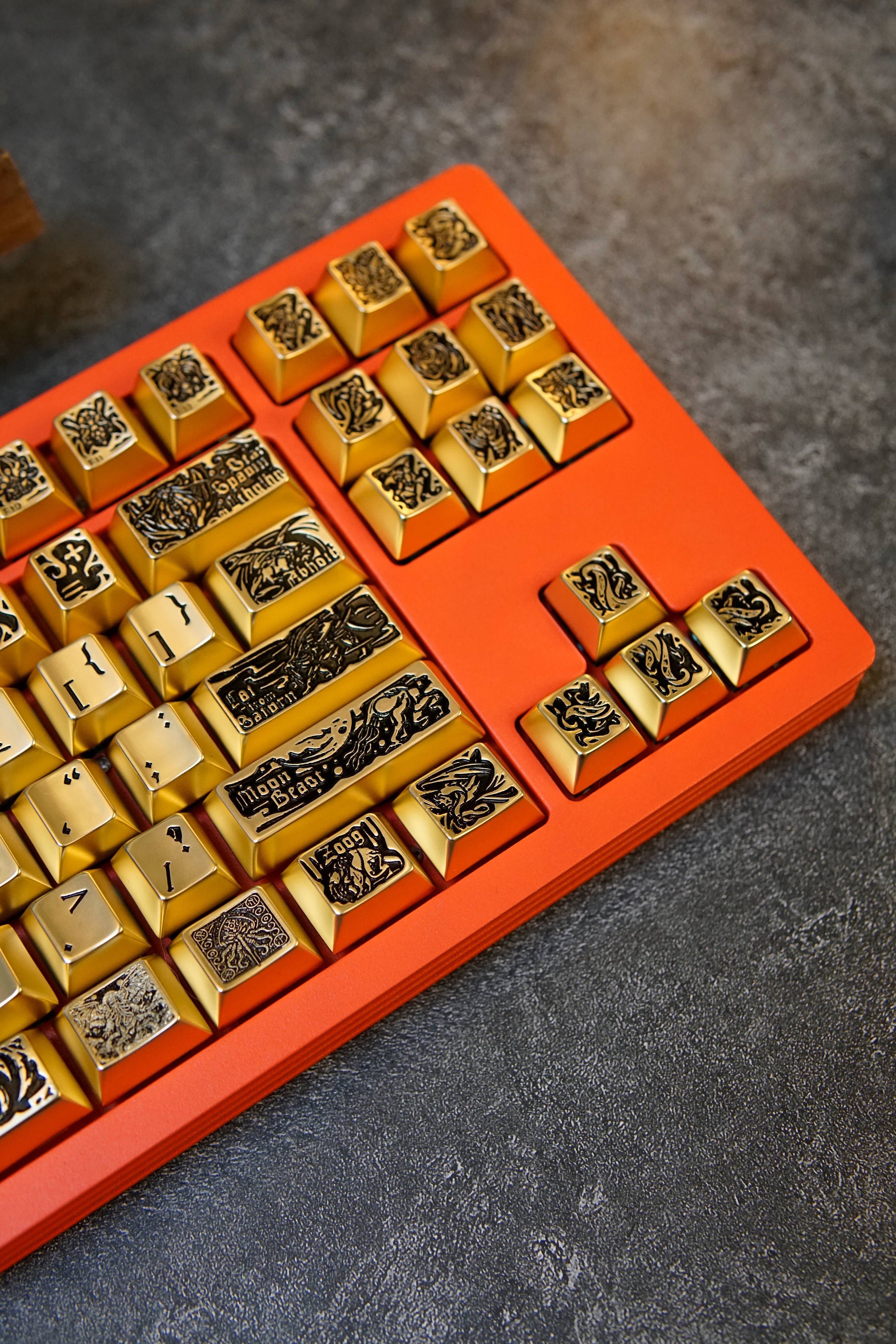 Ancient God theme, metal keycap set, peripheral personalized keycap set(Gold version)