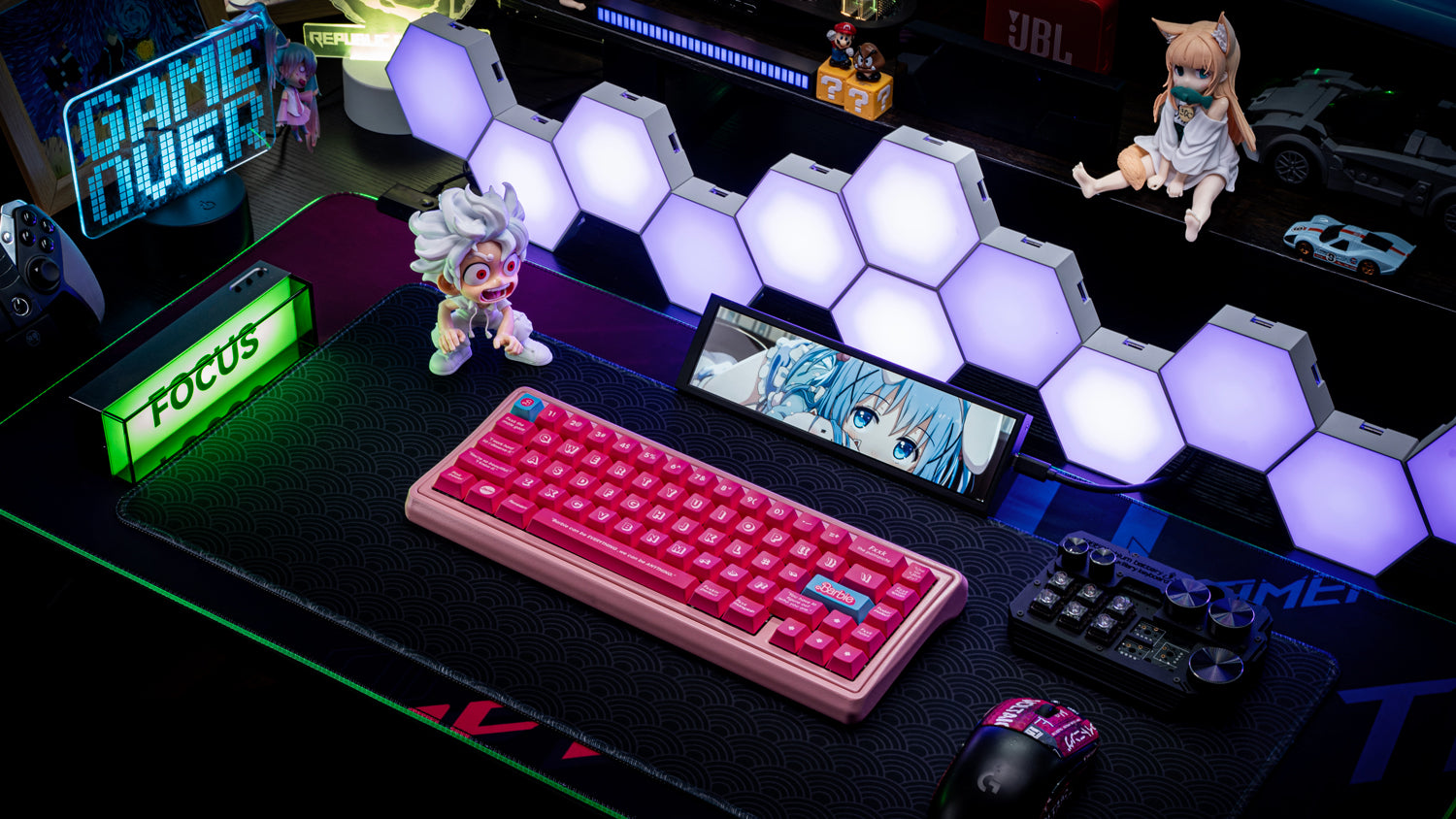 Barbie color matching set keycaps factory height side engraved transparent keycaps PBT side transparent personalized keycaps