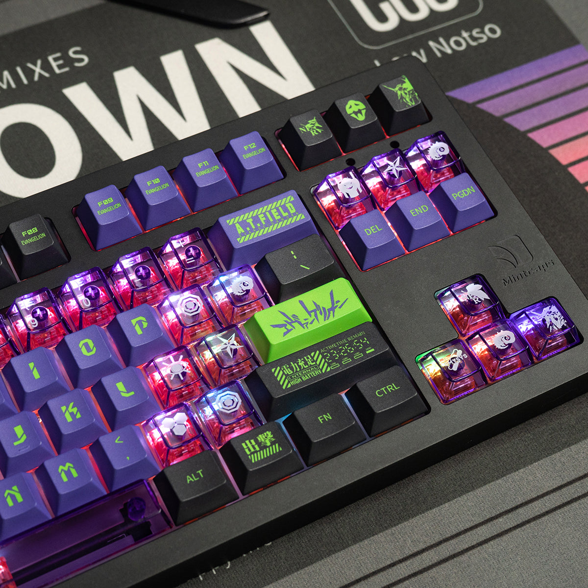 EVA mecha themed mechanical keyboard keycaps complete set PBT sublimation/PC transparent transfer printing factory height