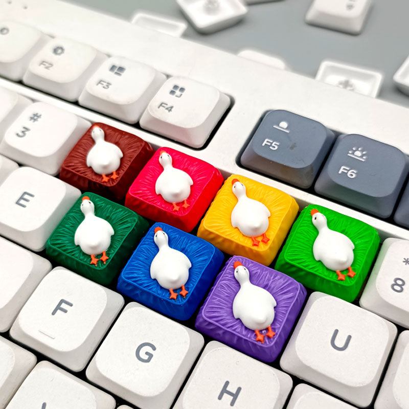 Lying flat duck mechanical keyboard short switch resin handmade personalized cute creative keycaps