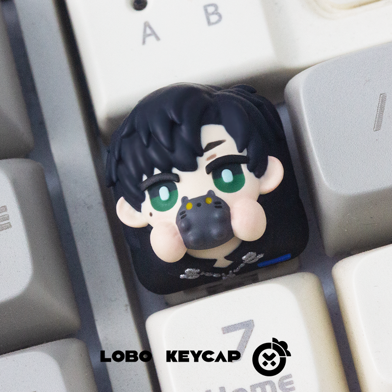 Light and Night, Multi colored resin molded personalized keycaps, resin decorated keycaps.