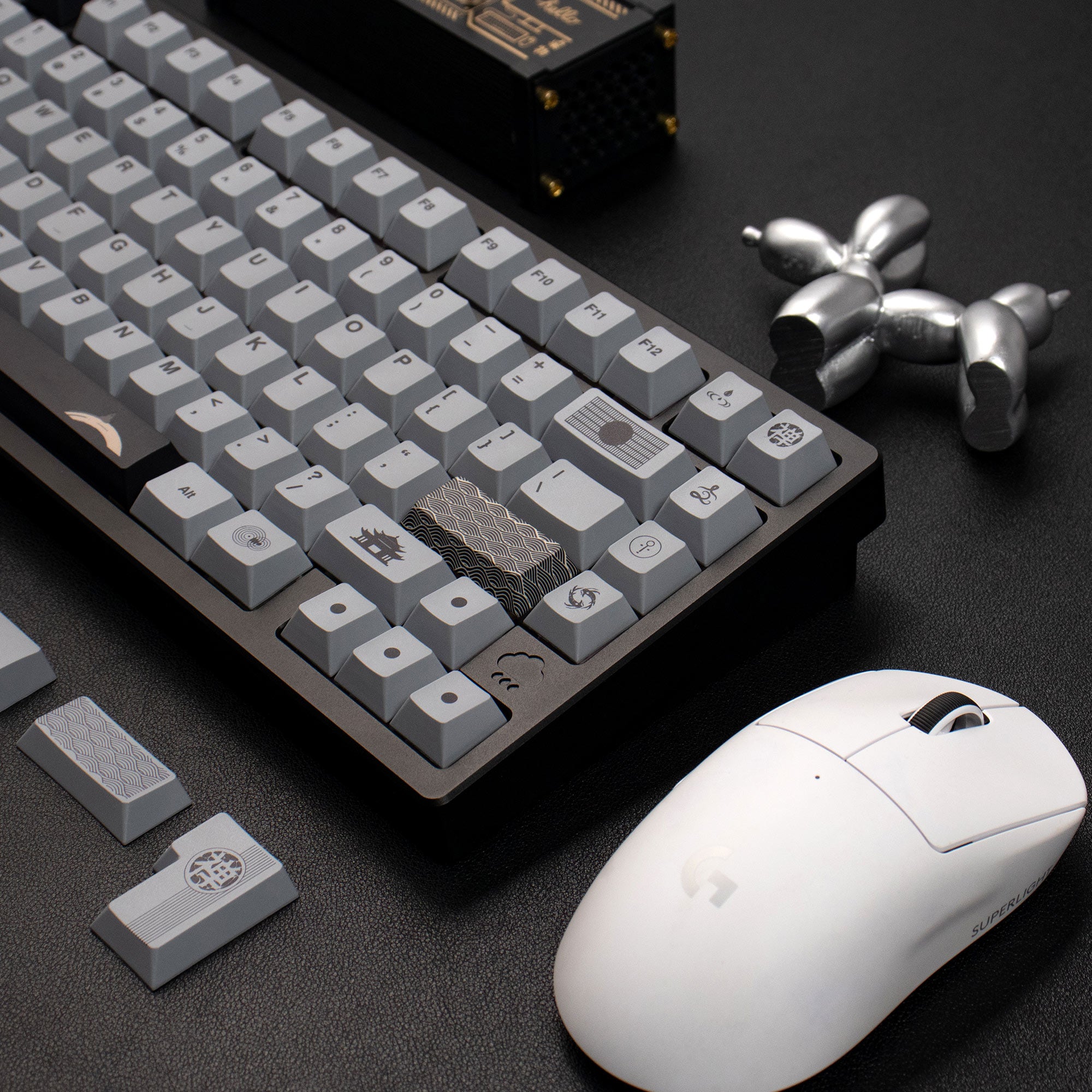 Zen themed rice white/gray/yellow keycaps PBT thermal sublimation original mechanical keyboard keycaps