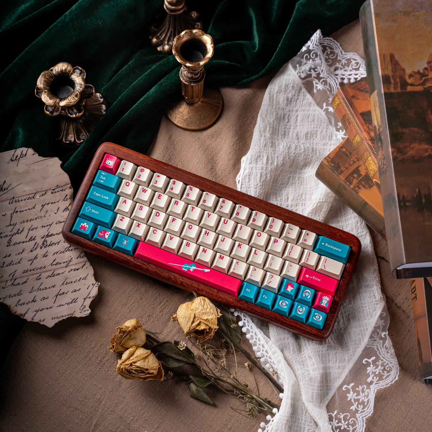 Princess and Knight themed keycaps for girls, cute original factory high pbt material, five sided heat sublimation compatible mechanical keyboard