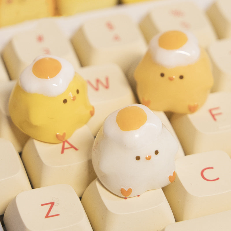 Chick personality resin keycaps, poached egg artisankeycaps, mechanical keyboard decorative keycaps