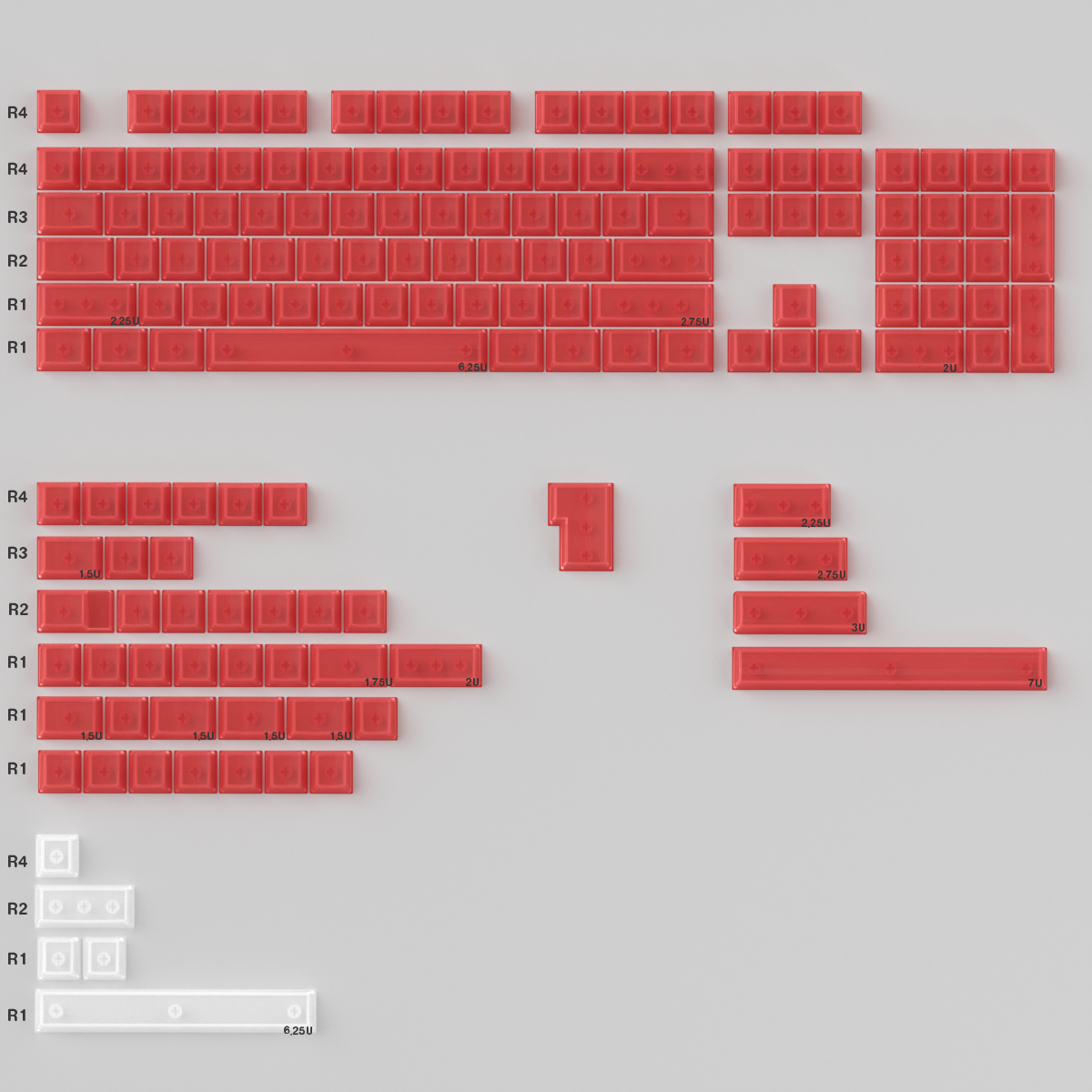 Working early and returning late series, transparent PC material UV transfer printing factory high color transparent keycap set