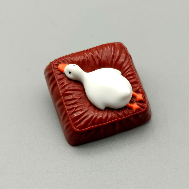 Lying flat duck mechanical keyboard short switch resin handmade personalized cute creative keycaps
