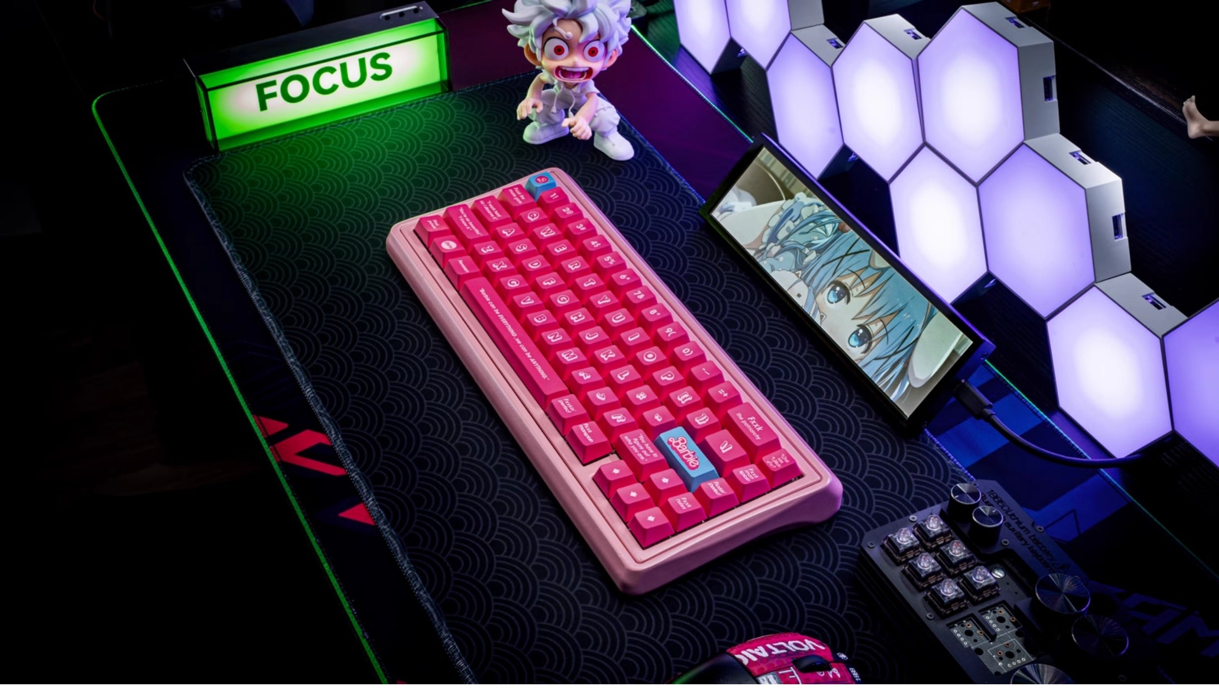 Barbie color matching set keycaps factory height side engraved transparent keycaps PBT side transparent personalized keycaps