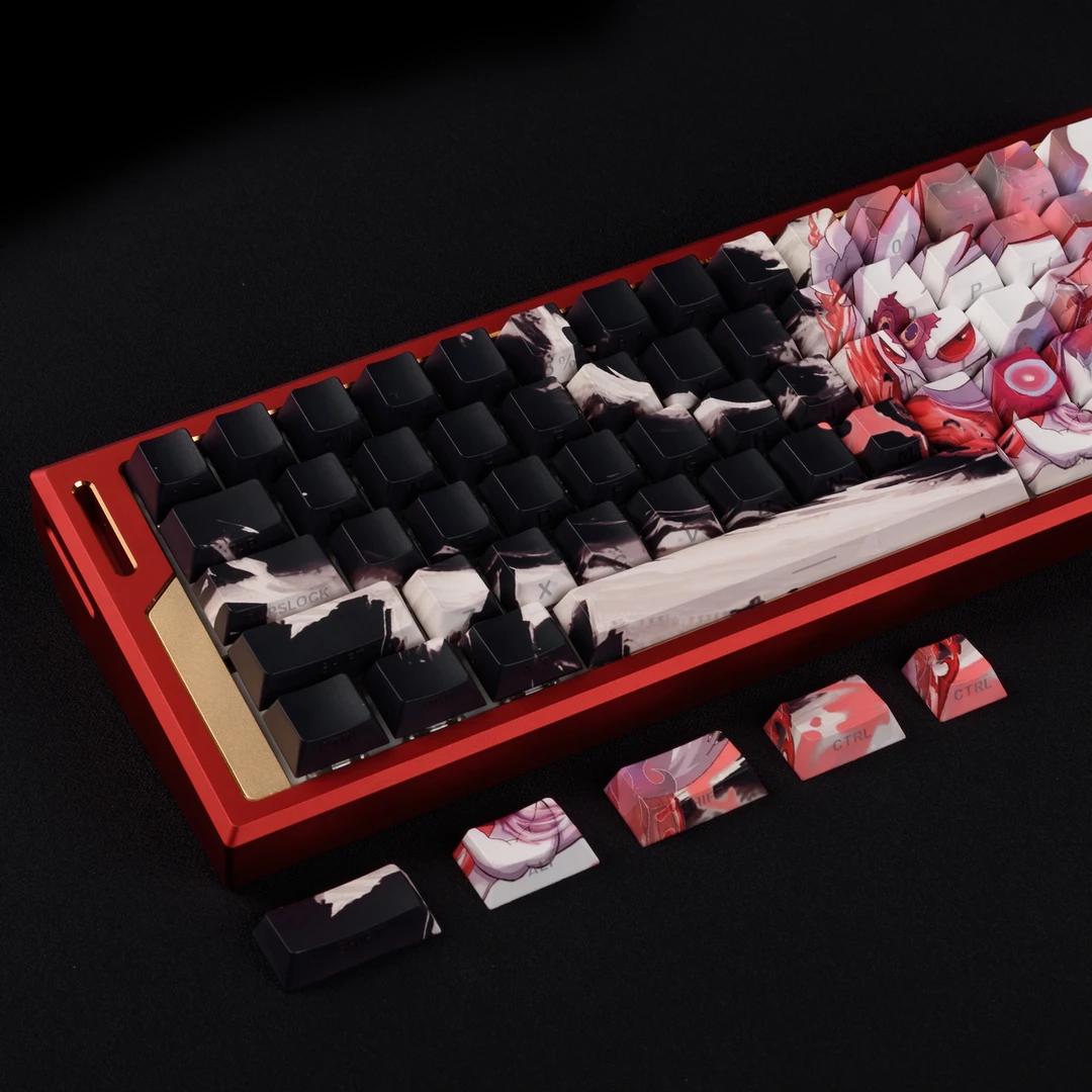 Flash gengar, pbt material set personalized keycaps, mechanical keyboard decorative keycaps.
