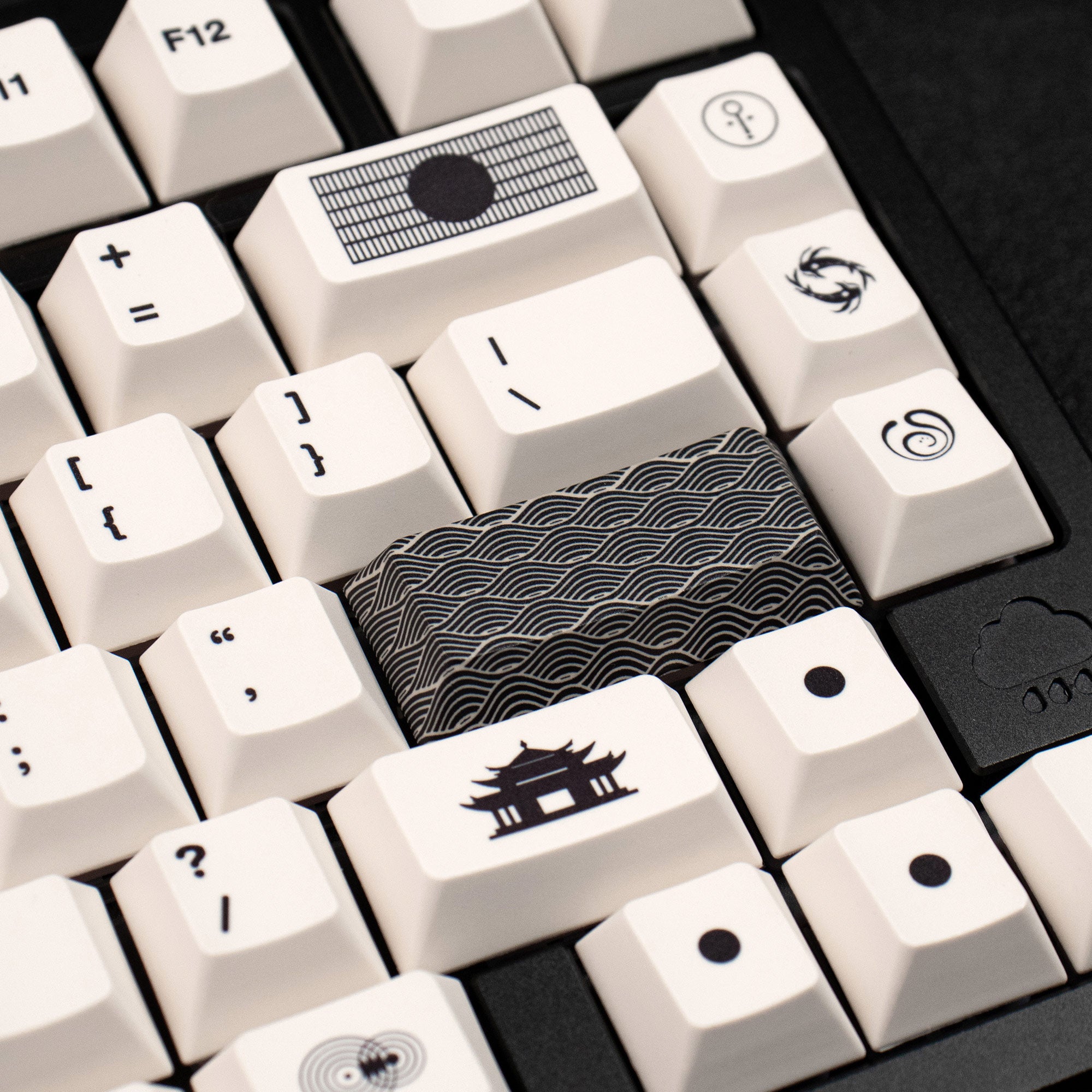Zen themed rice white/gray/yellow keycaps PBT thermal sublimation original mechanical keyboard keycaps