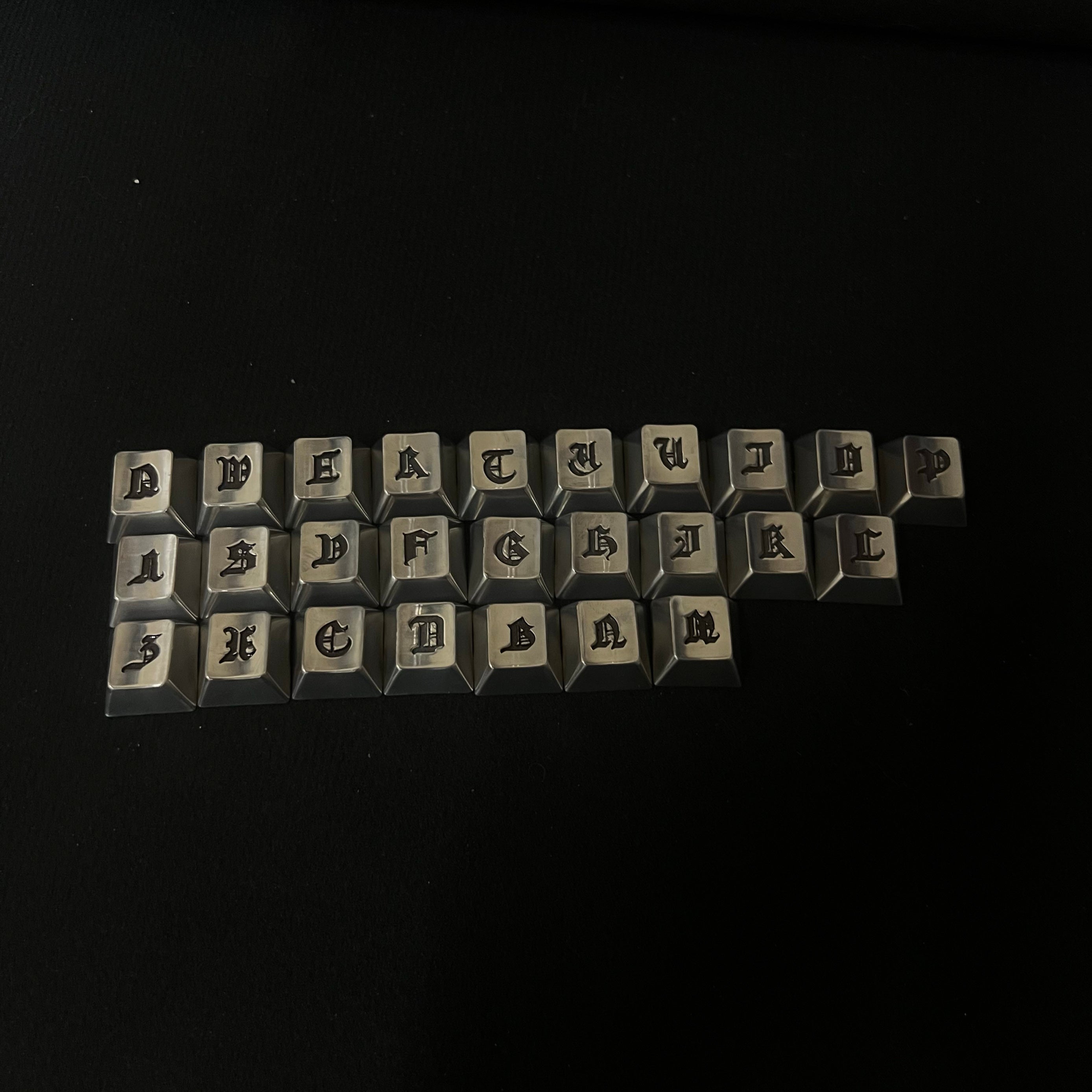 Gothic style metal cherry height 26 letter personalized niche keycap mechanical keyboard dedicated