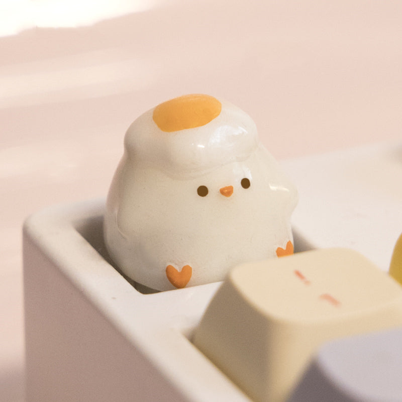 Chick personality resin keycaps, poached egg artisankeycaps, mechanical keyboard decorative keycaps