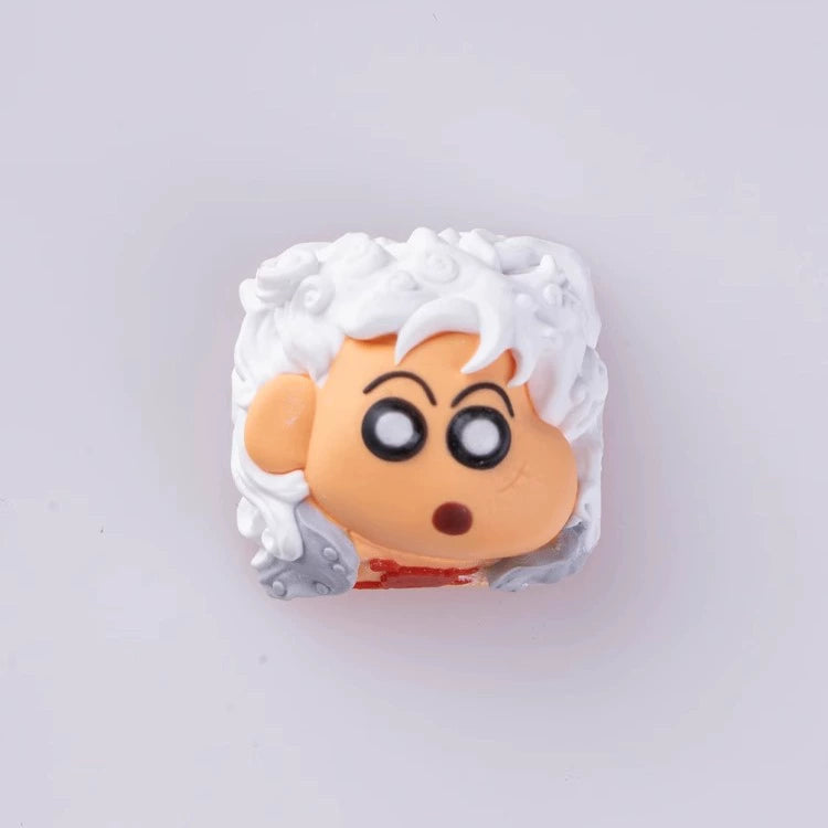Crayon Shin chan Luffy, hybrid personalized keycaps with translucent multi-color resin molded artisankeycaps at the head