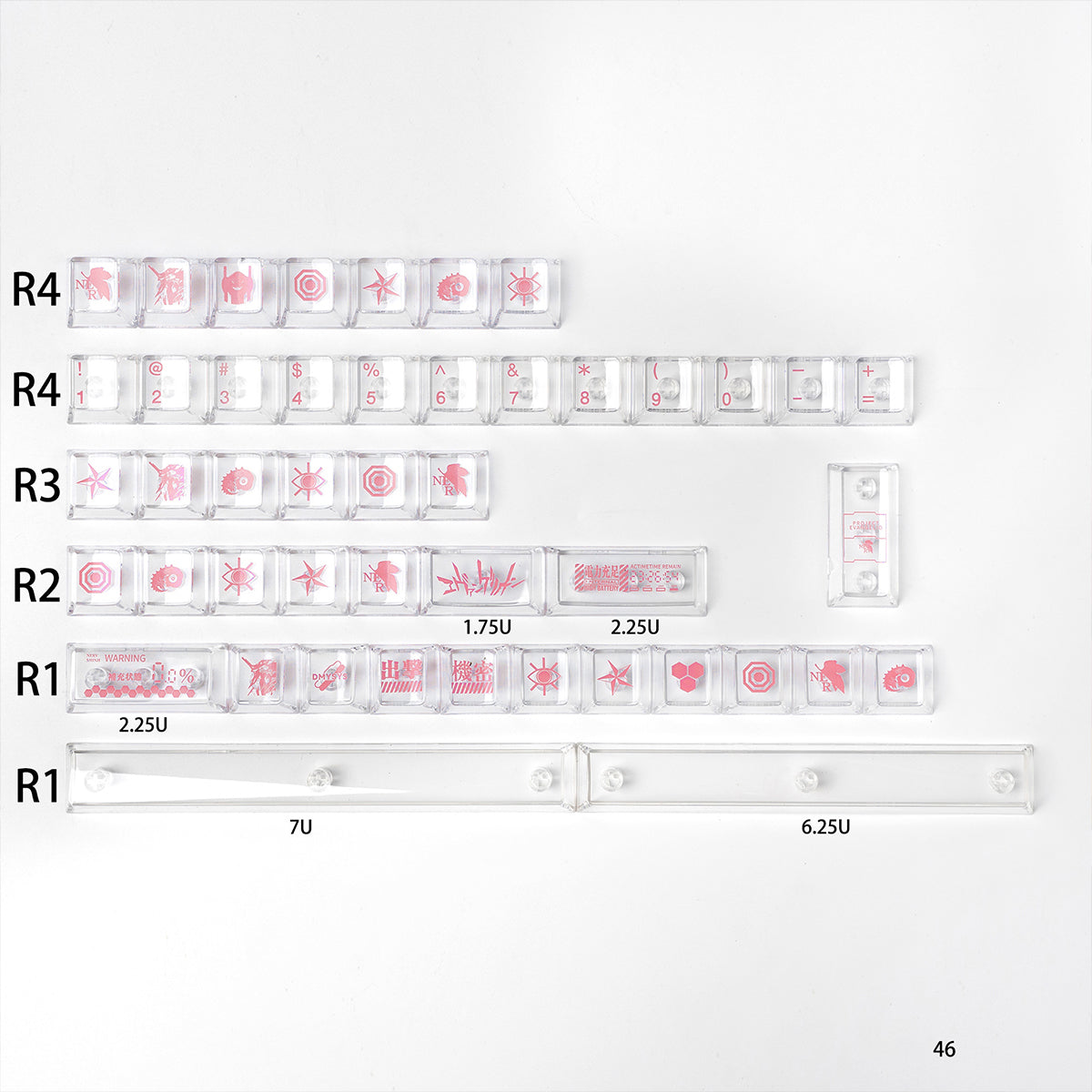 EVA mecha themed mechanical keyboard keycaps complete set PBT sublimation/PC transparent transfer printing factory height