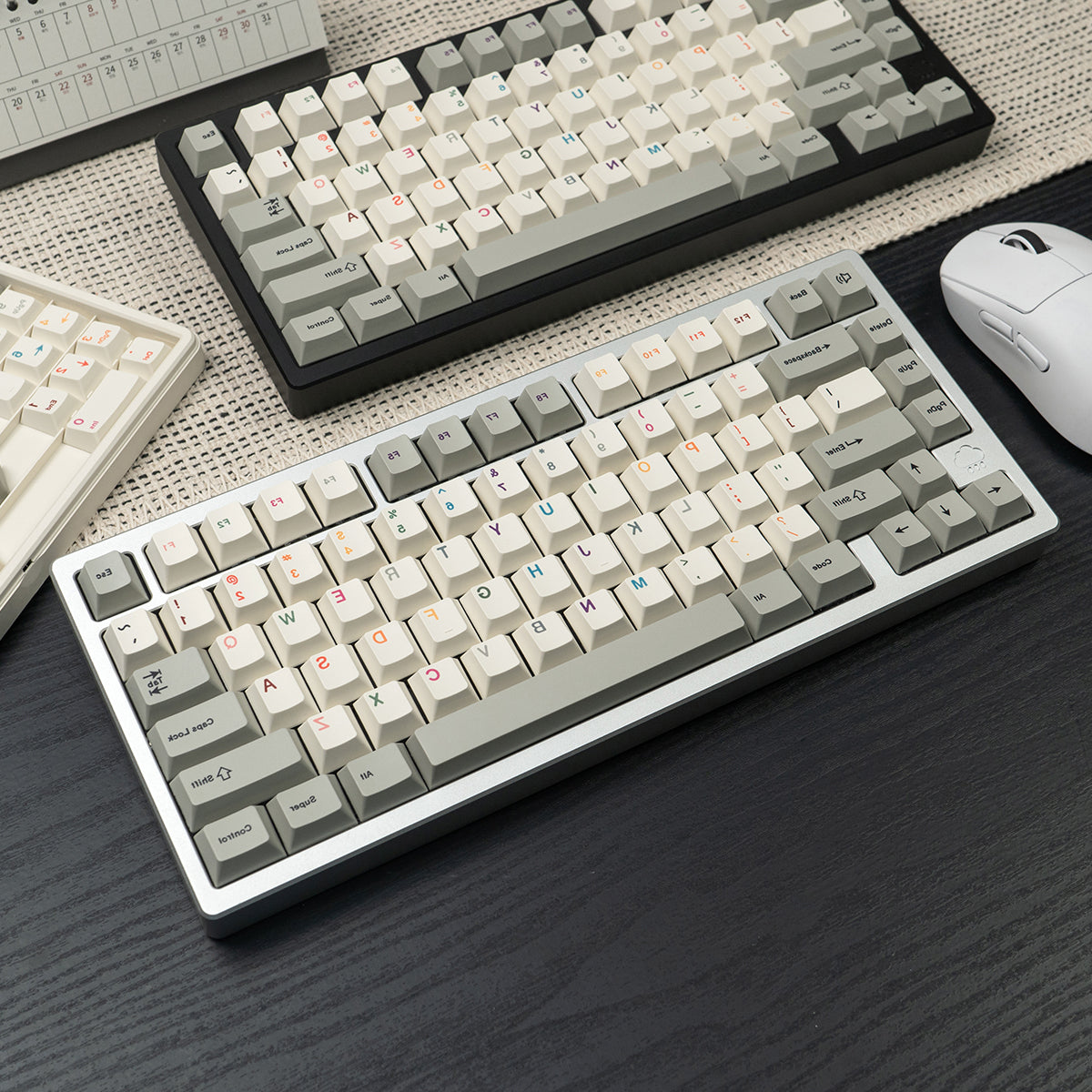 Vintage Grey Mirror Keycaps Complete Set PBT Heat Sublimation Customization Original Factory Height