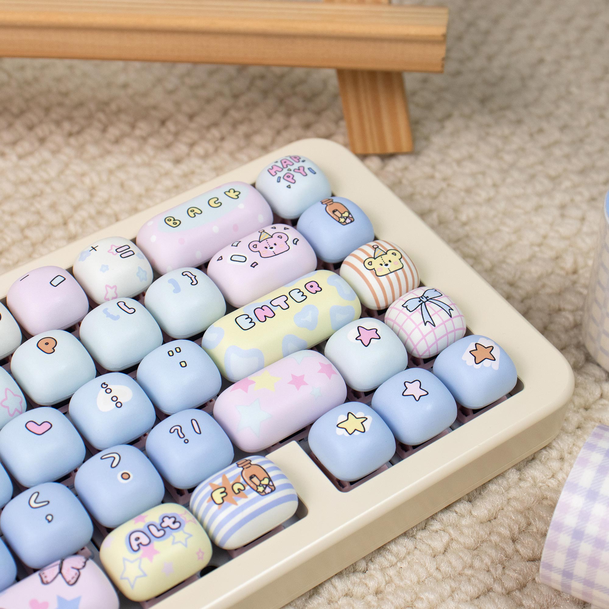 Toy house mechanical keyboard keycaps MOG cute round PBT heat sublimation keycaps